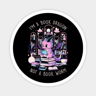 Book Dragon - Cute Dark Dragon Books Color Gift Magnet